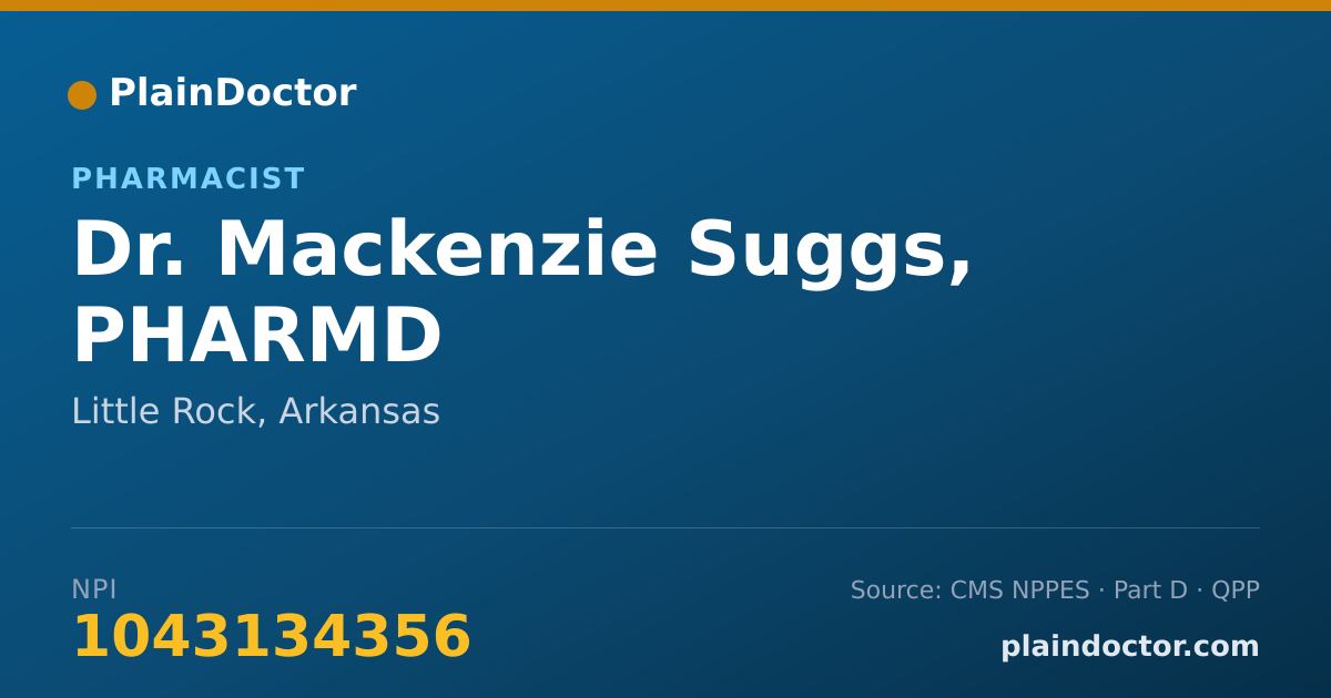 Shareable card for Mackenzie Suggs, PHARMD - Pharmacist, Little Rock, AR