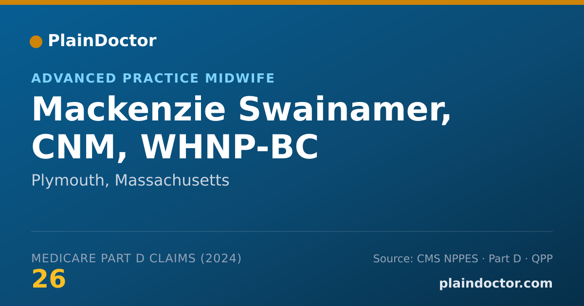 Shareable card for Mackenzie Swainamer, CNM, WHNP-BC - Women's Health Nurse Practitioner, Plymouth, MA