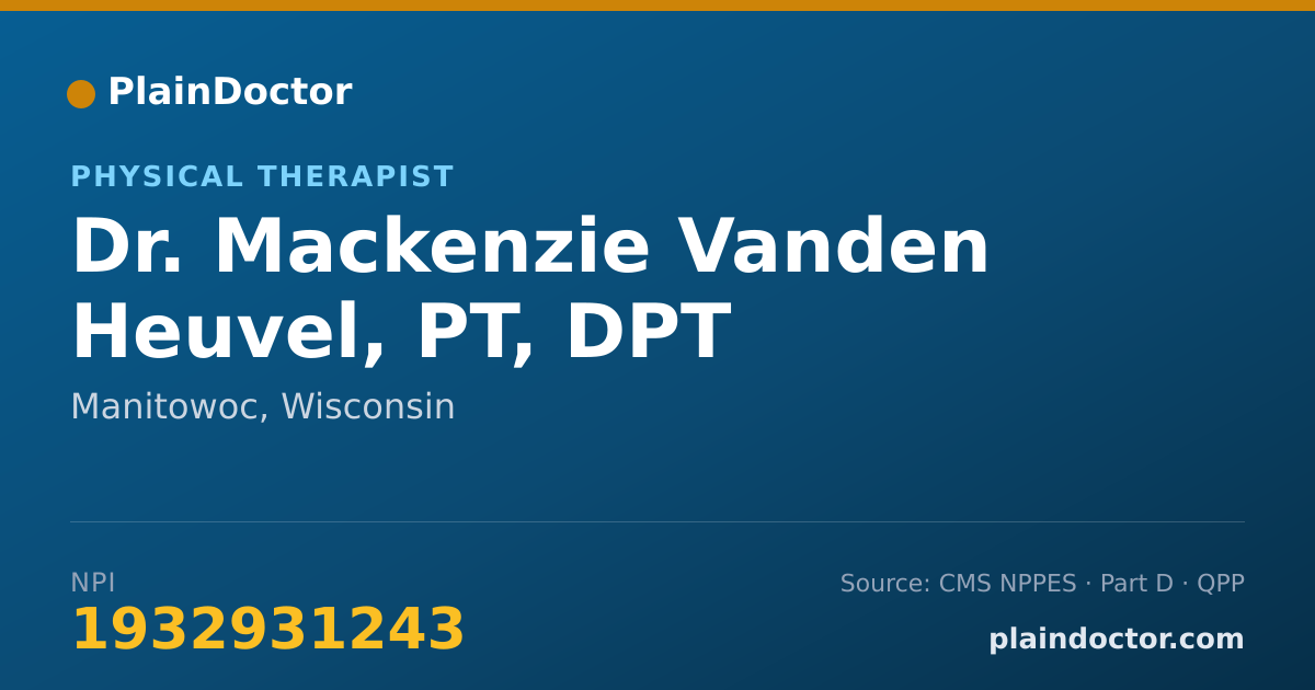 Shareable card for Mackenzie Vanden Heuvel, PT, DPT - Physical Therapist, Manitowoc, WI