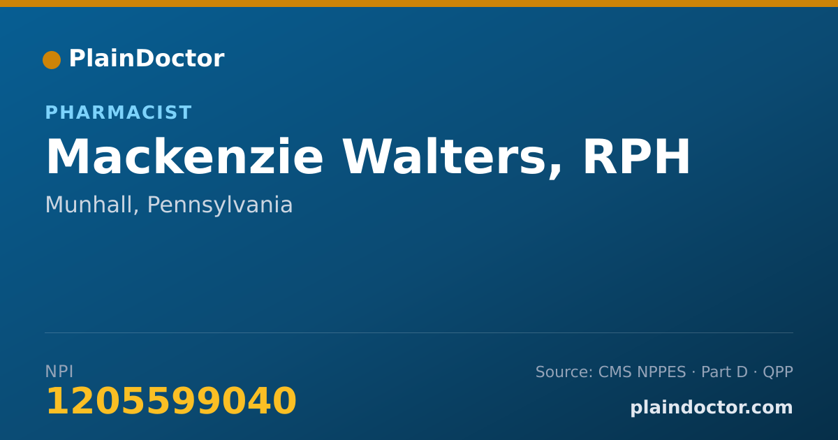 Shareable card for Mackenzie Walters, RPH - Pharmacist, Munhall, PA