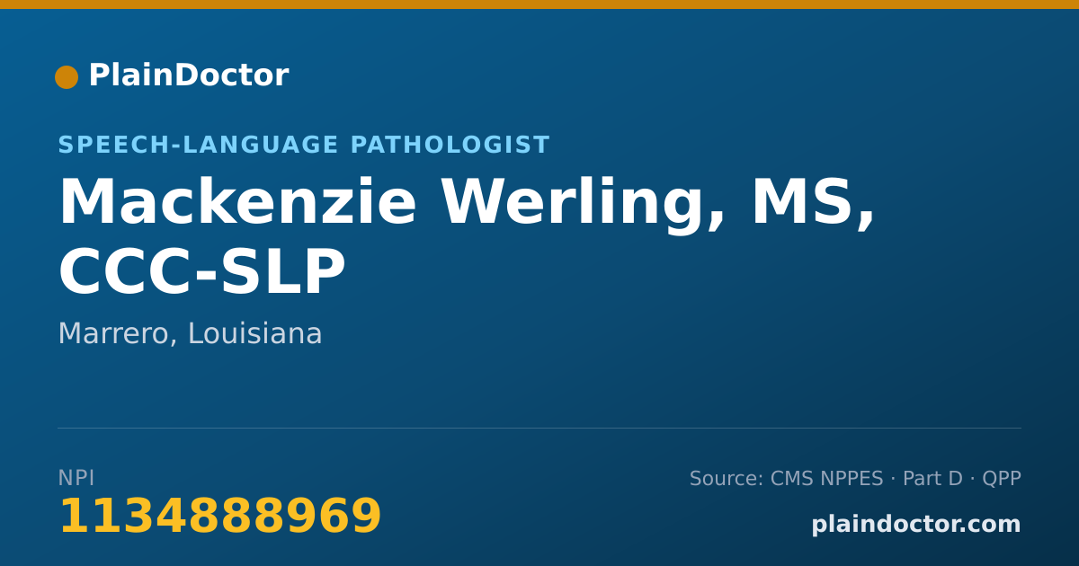 Shareable card for Mackenzie Werling, MS, CCC-SLP - Speech-Language Pathologist, Marrero, LA