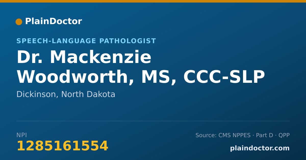 Shareable card for Mackenzie Woodworth, MS, CCC-SLP - Speech-Language Pathologist, Dickinson, ND