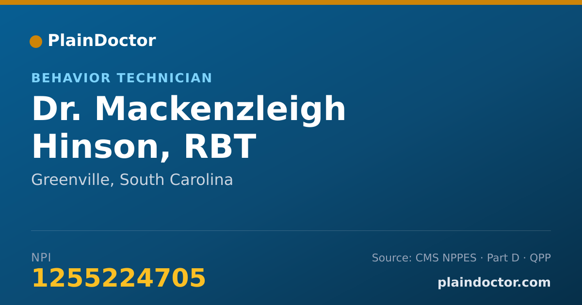 Shareable card for Mackenzleigh Hinson, RBT - Behavior Technician, Greenville, SC