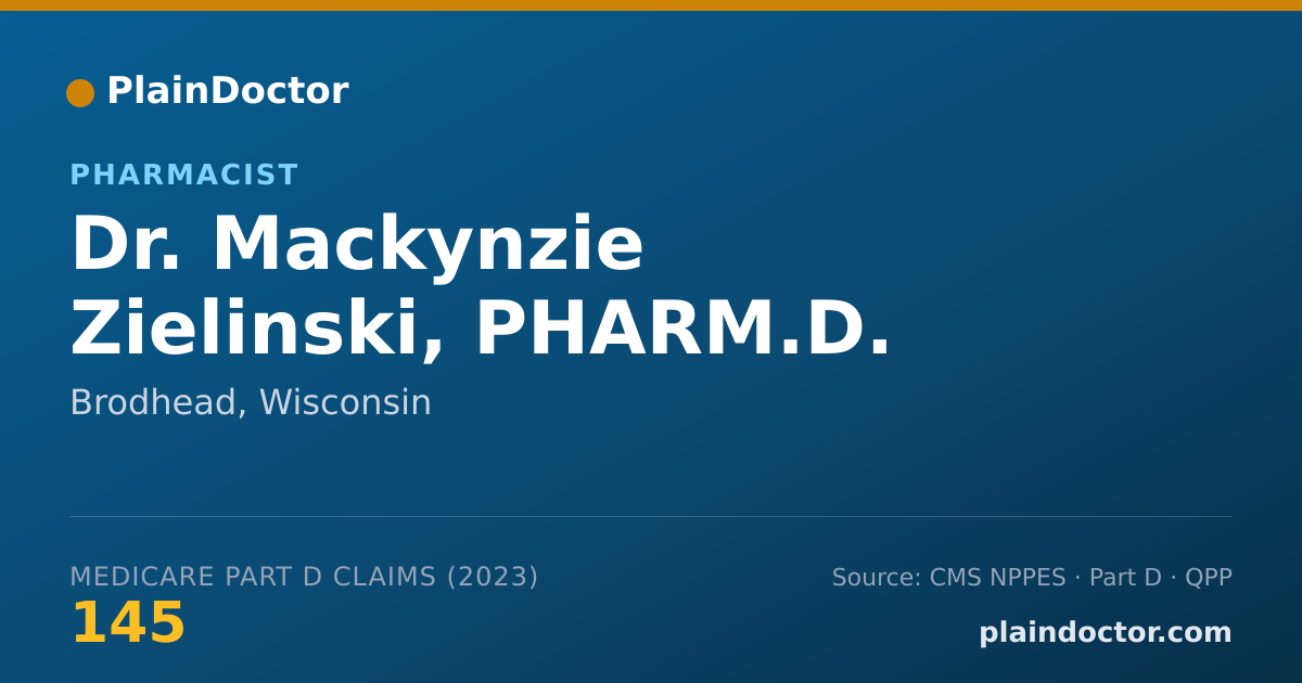 Shareable card for Mackynzie Zielinski, PHARM.D. - Pharmacist, Brodhead, WI