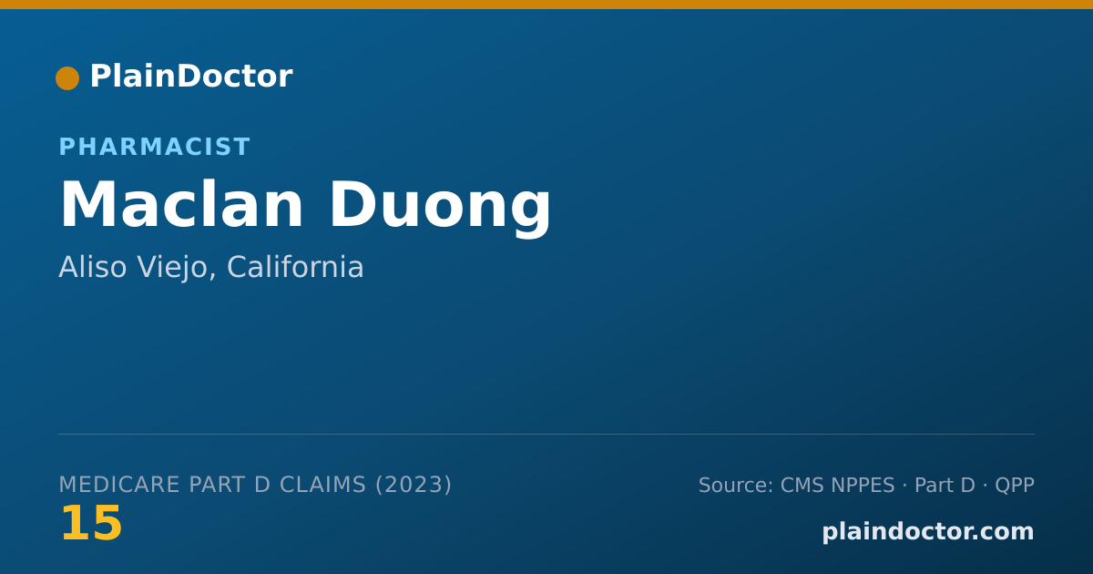 Shareable card for Maclan Duong - Pharmacist, Aliso Viejo, CA