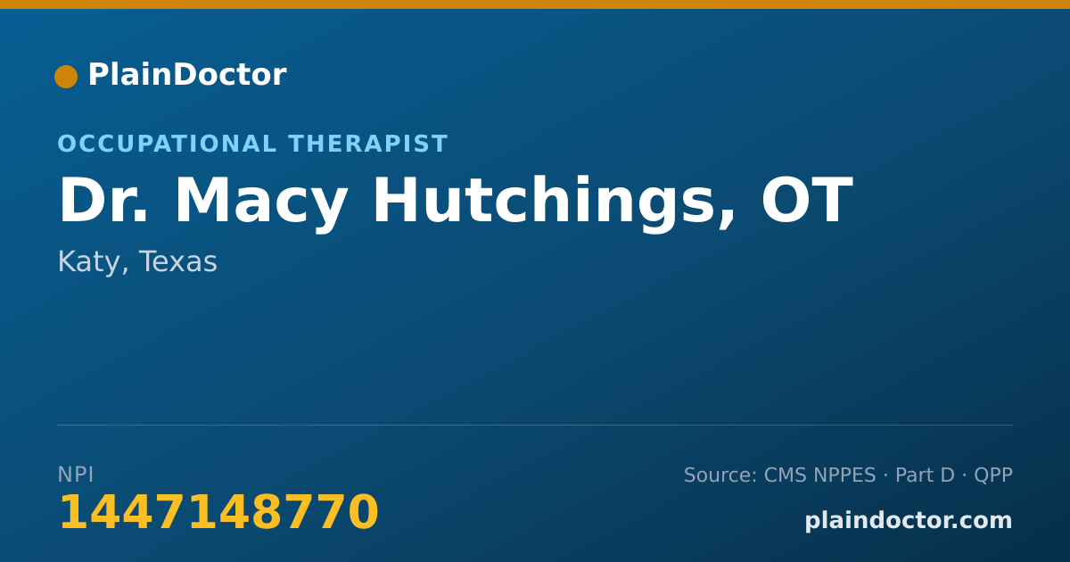 Shareable card for Macy Hutchings, OT - Occupational Therapist, Katy, TX
