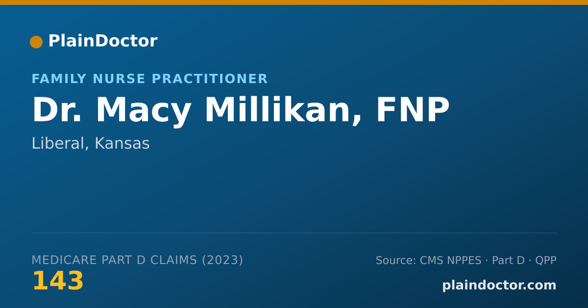 Shareable card for Macy Millikan, FNP - Family Nurse Practitioner, Liberal, KS