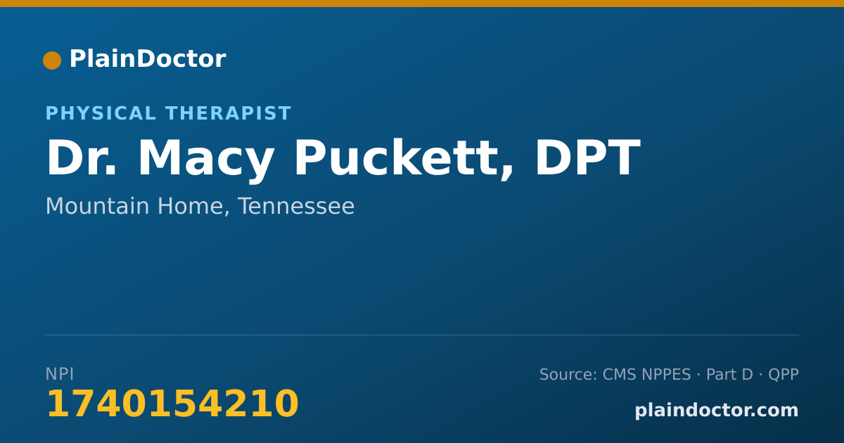 Shareable card for Macy Puckett, DPT - Physical Therapist, Mountain Home, TN