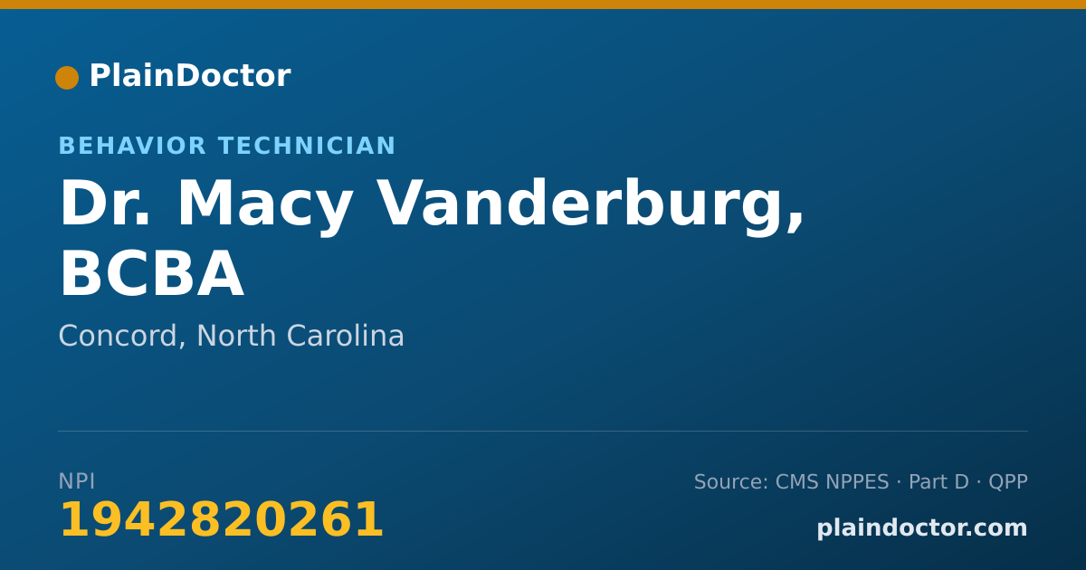 Shareable card for Macy Vanderburg, BCBA - Behavior Technician, Concord, NC