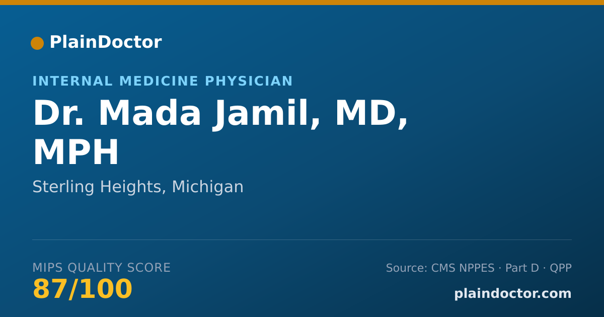 Shareable card for Mada Jamil, MD, MPH - Occupational Medicine Physician, Sterling Heights, MI