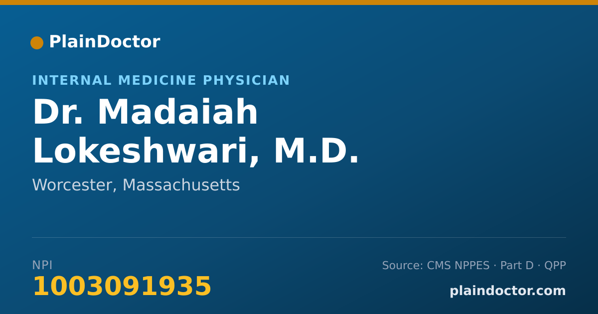 Shareable card for Madaiah Lokeshwari, M.D. - Internal Medicine Physician, Worcester, MA