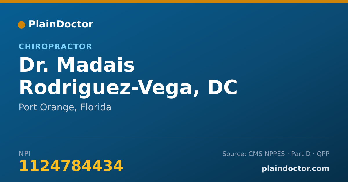 Shareable card for Madais Rodriguez-Vega, DC - Chiropractor, Port Orange, FL