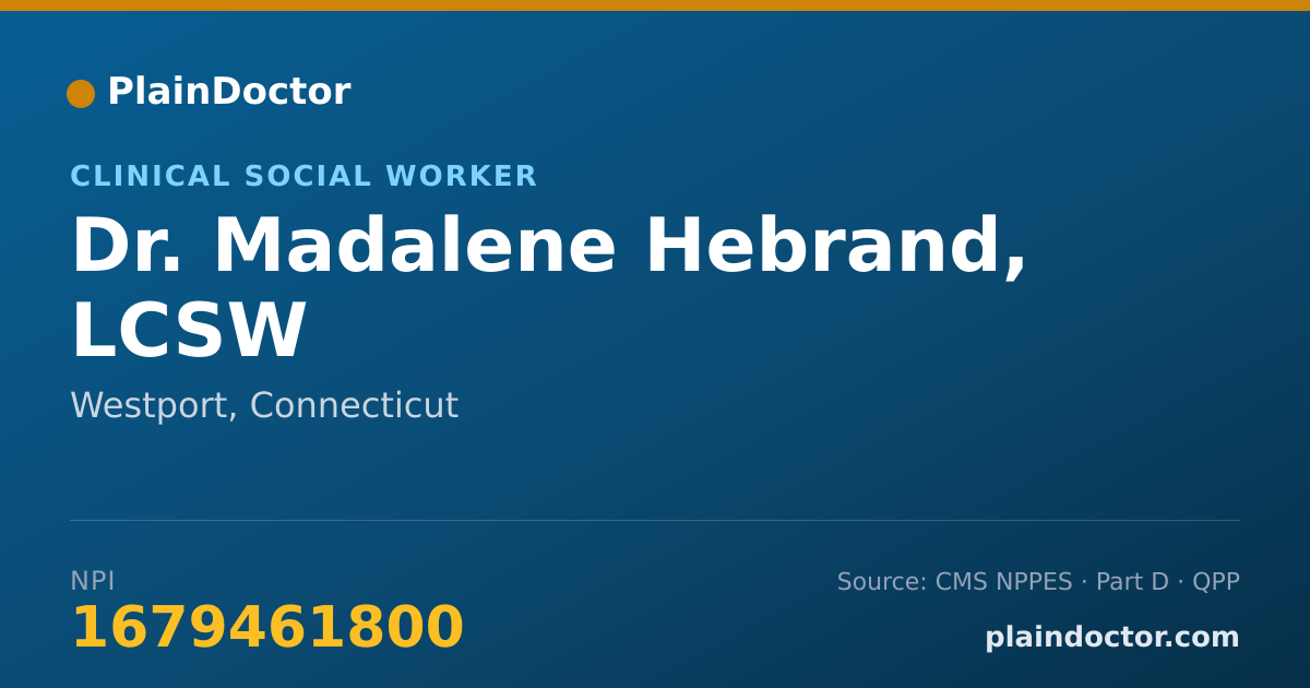 Shareable card for Madalene Hebrand, LCSW - Clinical Social Worker, Westport, CT