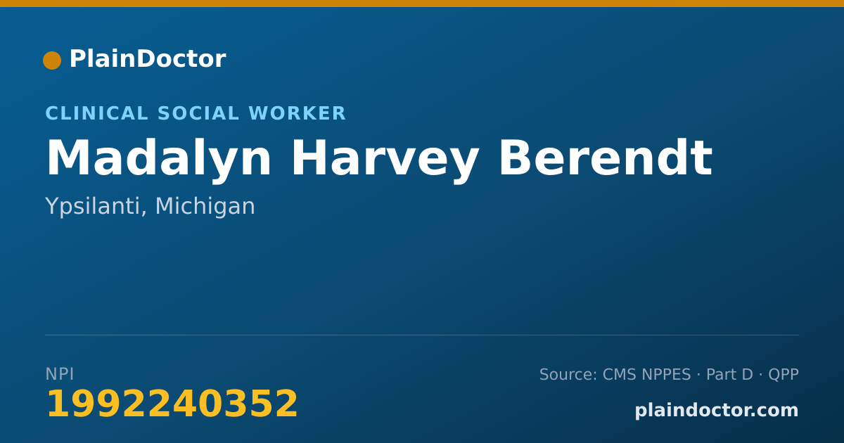 Shareable card for Madalyn Harvey Berendt - Clinical Social Worker, Ypsilanti, MI