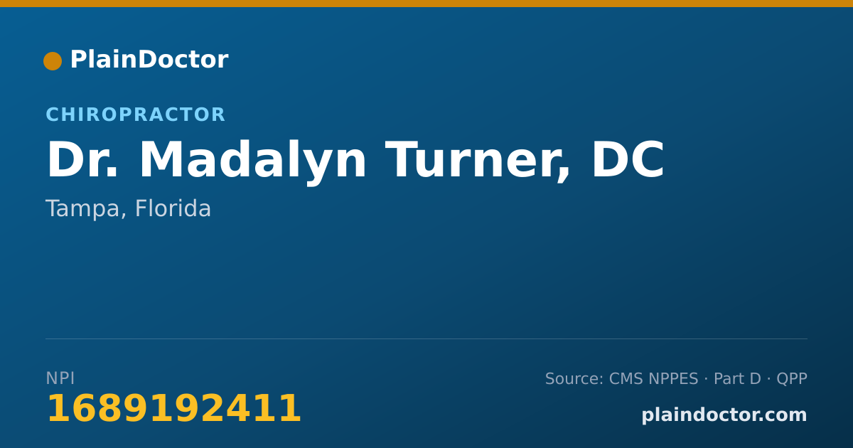 Shareable card for Madalyn Turner, DC - Chiropractor, Tampa, FL