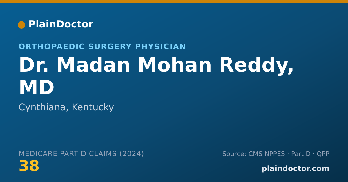Shareable card for Madan Mohan Reddy, MD - Orthopaedic Surgery Physician, Cynthiana, KY
