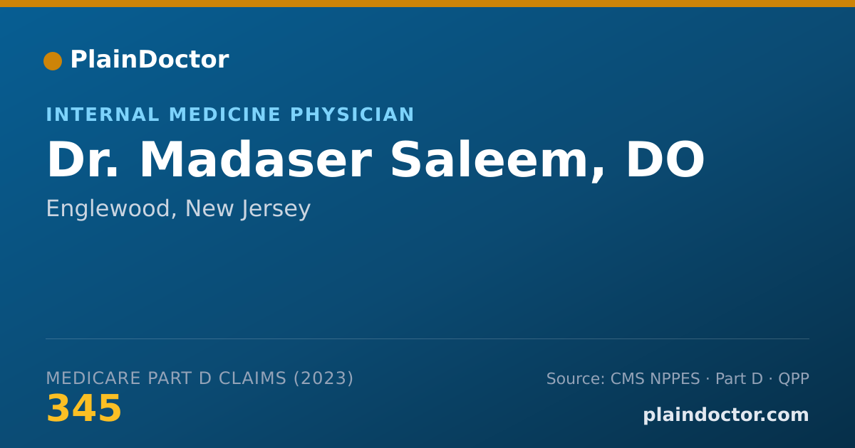 Shareable card for Madaser Saleem, DO - Internal Medicine Physician, Englewood, NJ