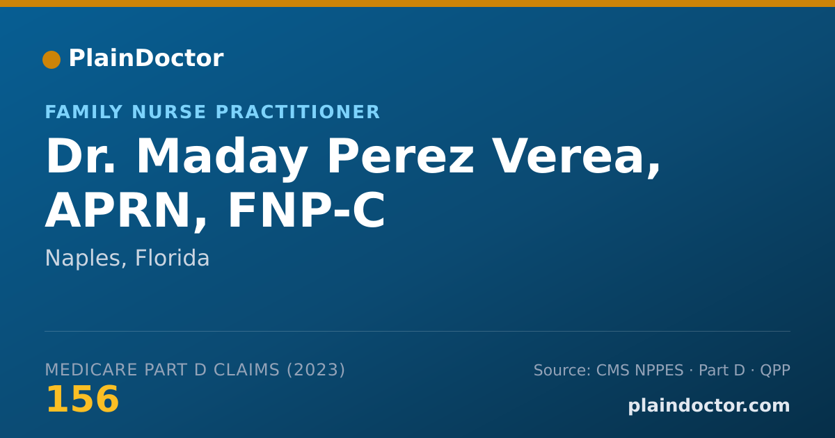 Shareable card for Maday Perez Verea, APRN, FNP-C - Family Nurse Practitioner, Naples, FL