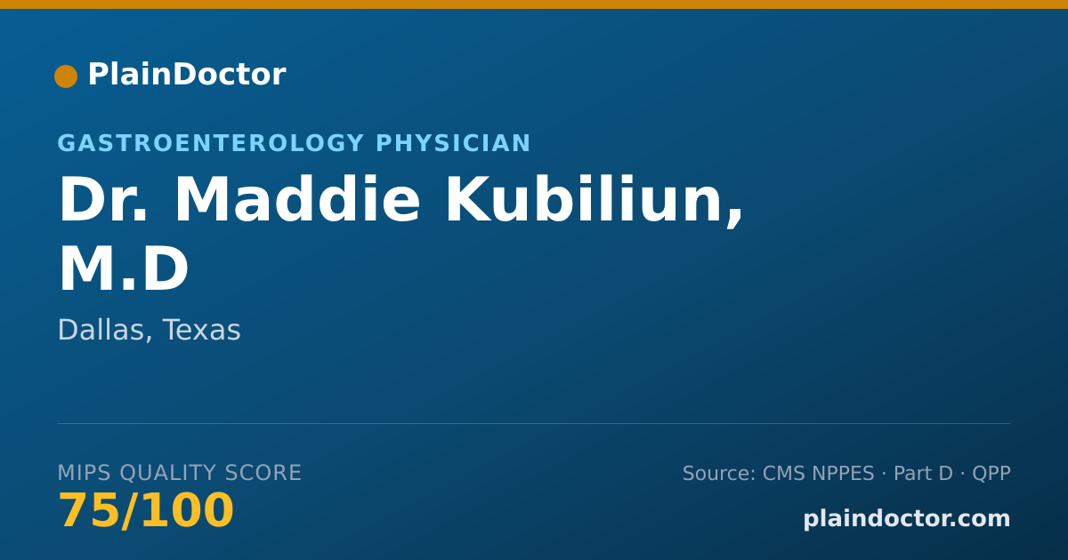 Shareable card for Maddie Kubiliun, M.D - Gastroenterology Physician, Dallas, TX