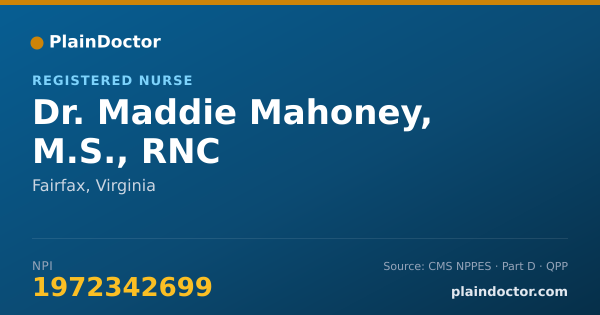Shareable card for Maddie Mahoney, M.S., RNC - Registered Nurse, Fairfax, VA