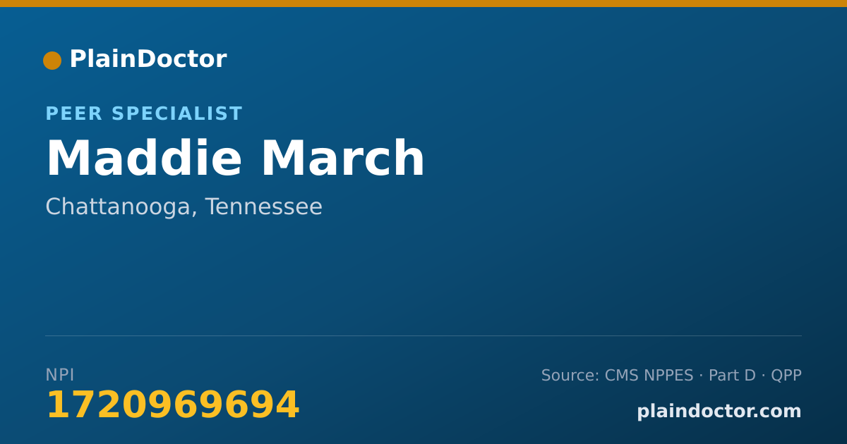 Shareable card for Maddie March - Peer Specialist, Chattanooga, TN