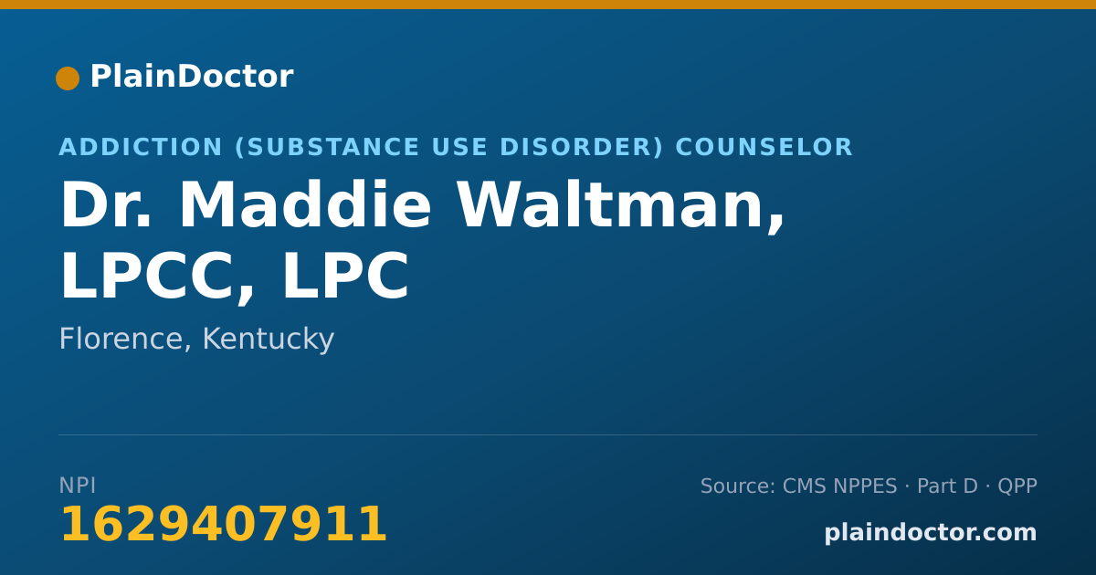 Shareable card for Maddie Waltman, LPCC, LPC - Addiction (Substance Use Disorder) Counselor, Florence, KY