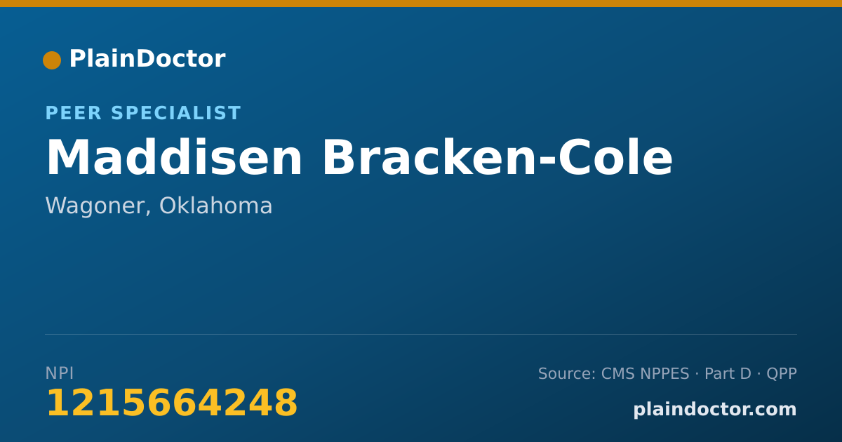 Shareable card for Maddisen Bracken-Cole - Peer Specialist, Wagoner, OK
