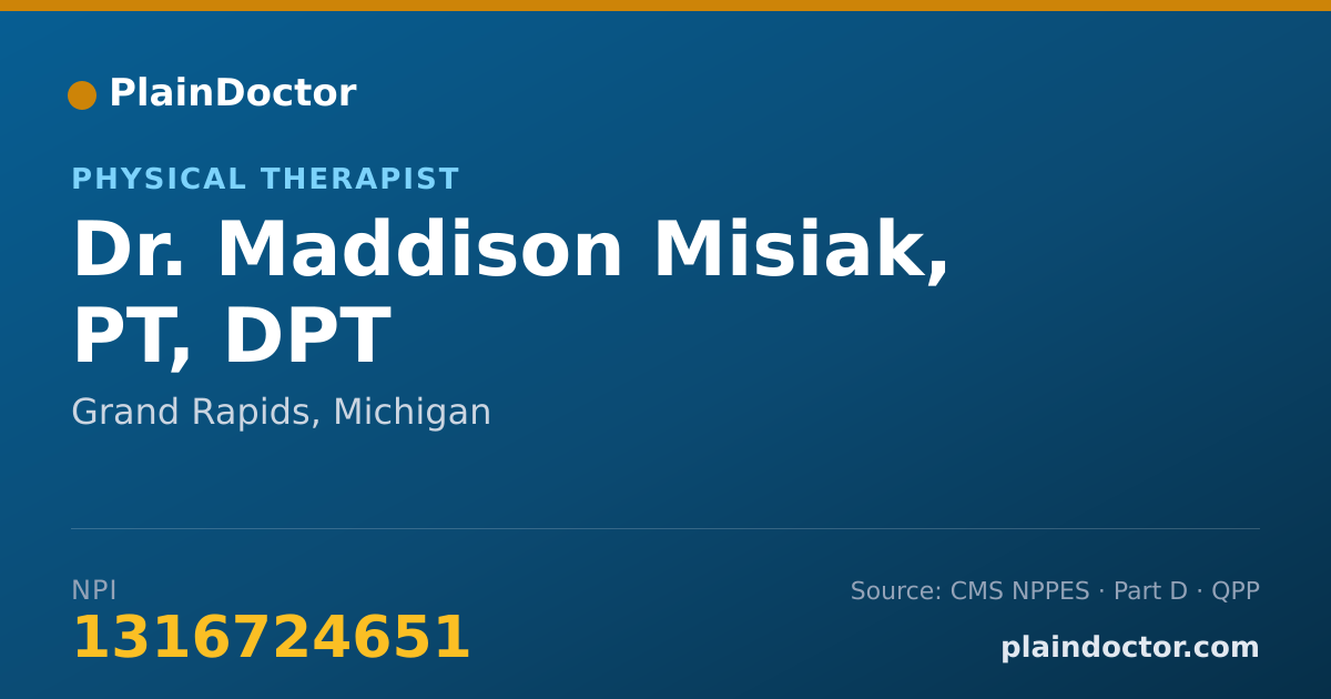 Shareable card for Maddison Misiak, PT, DPT - Physical Therapist, Grand Rapids, MI