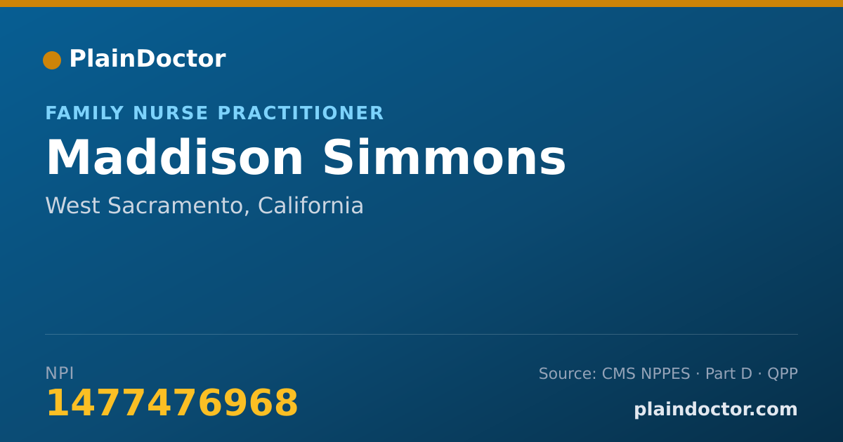 Shareable card for Maddison Simmons - Family Nurse Practitioner, West Sacramento, CA