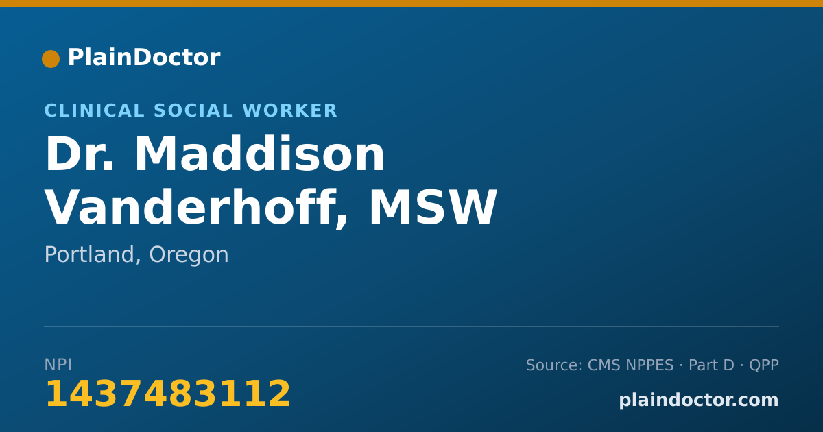 Shareable card for Maddison Vanderhoff, MSW - Clinical Social Worker, Portland, OR