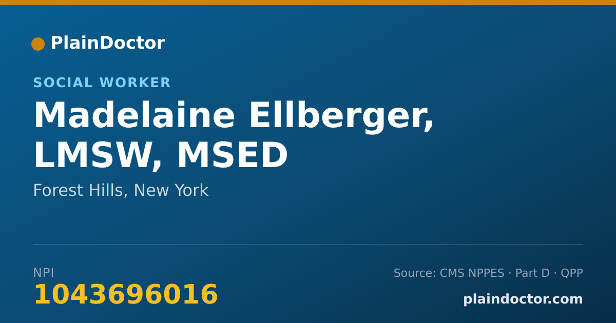 Shareable card for Madelaine Ellberger, LMSW, MSED - Social Worker, Forest Hills, NY