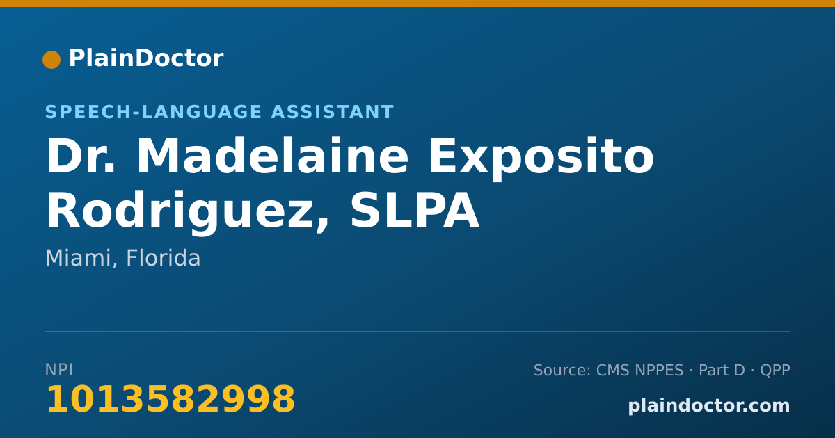 Shareable card for Madelaine Exposito Rodriguez, SLPA - Speech-Language Assistant, Miami, FL