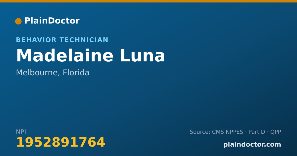 Shareable card for Madelaine Luna - Behavior Technician, Melbourne, FL