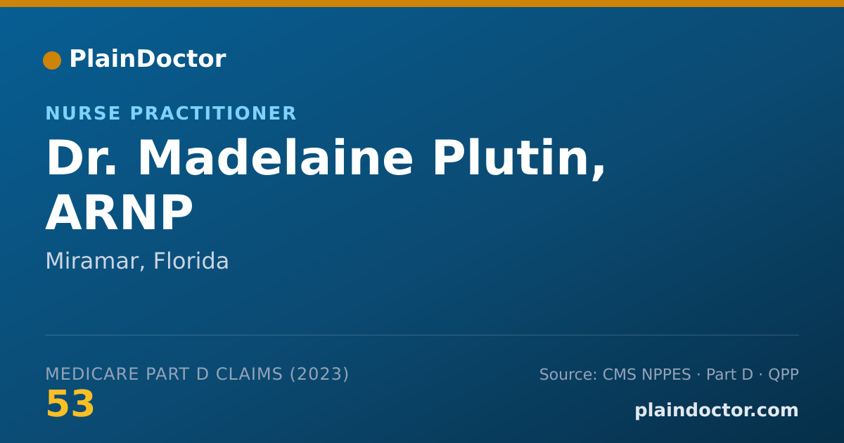 Shareable card for Madelaine Plutin, ARNP - Nurse Practitioner, Miramar, FL