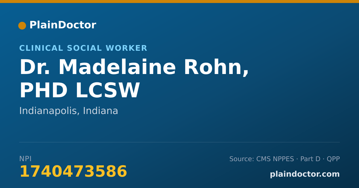 Shareable card for Madelaine Rohn, PHD LCSW - Clinical Social Worker, Indianapolis, IN