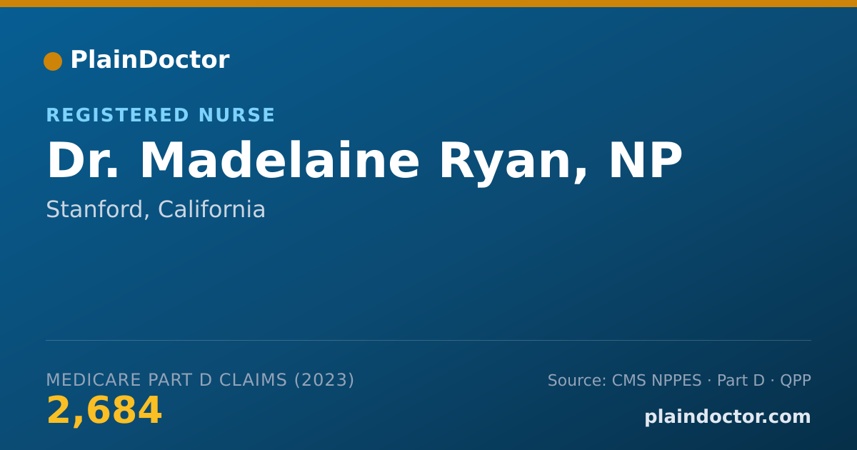 Shareable card for Madelaine Ryan, NP - Registered Nurse, Stanford, CA