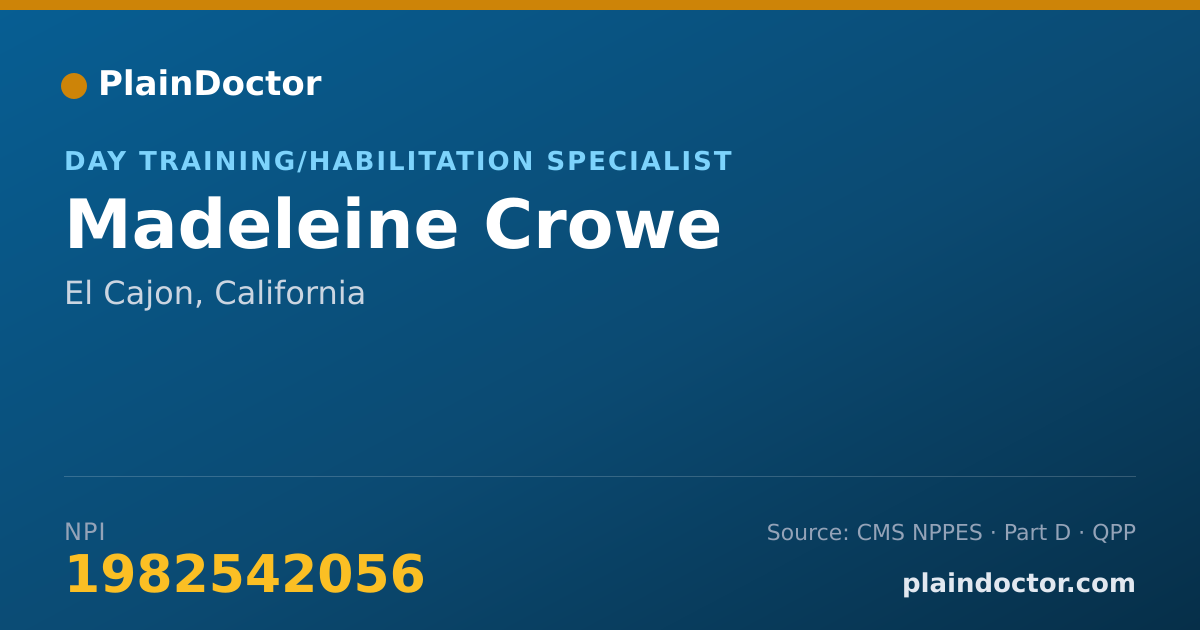 Shareable card for Madeleine Crowe - Day Training/Habilitation Specialist, El Cajon, CA