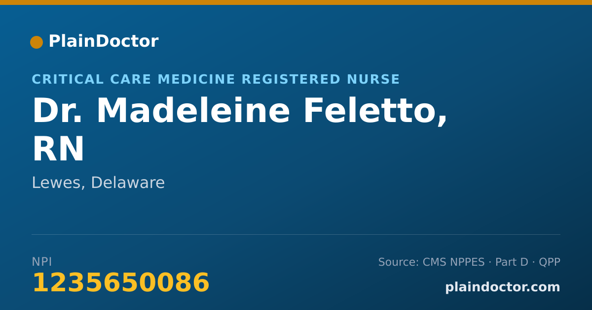 Shareable card for Madeleine Feletto, RN - Critical Care Medicine Registered Nurse, Lewes, DE