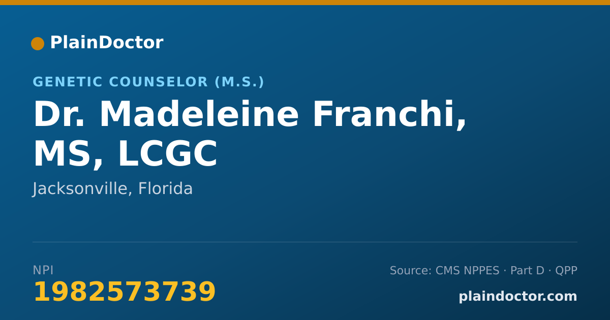 Shareable card for Madeleine Franchi, MS, LCGC - Genetic Counselor (M.S.), Jacksonville, FL