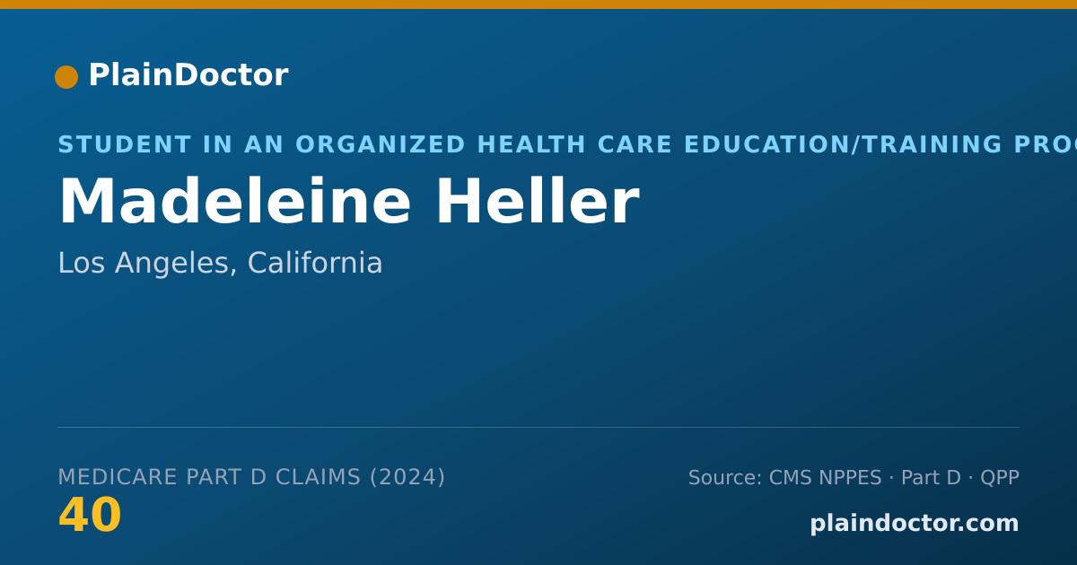 Shareable card for Madeleine Heller - Student in an Organized Health Care Education/Training Program, Los Angeles, CA
