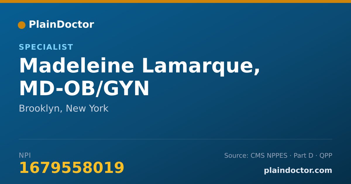 Shareable card for Madeleine Lamarque, MD-OB/GYN - Specialist, Brooklyn, NY