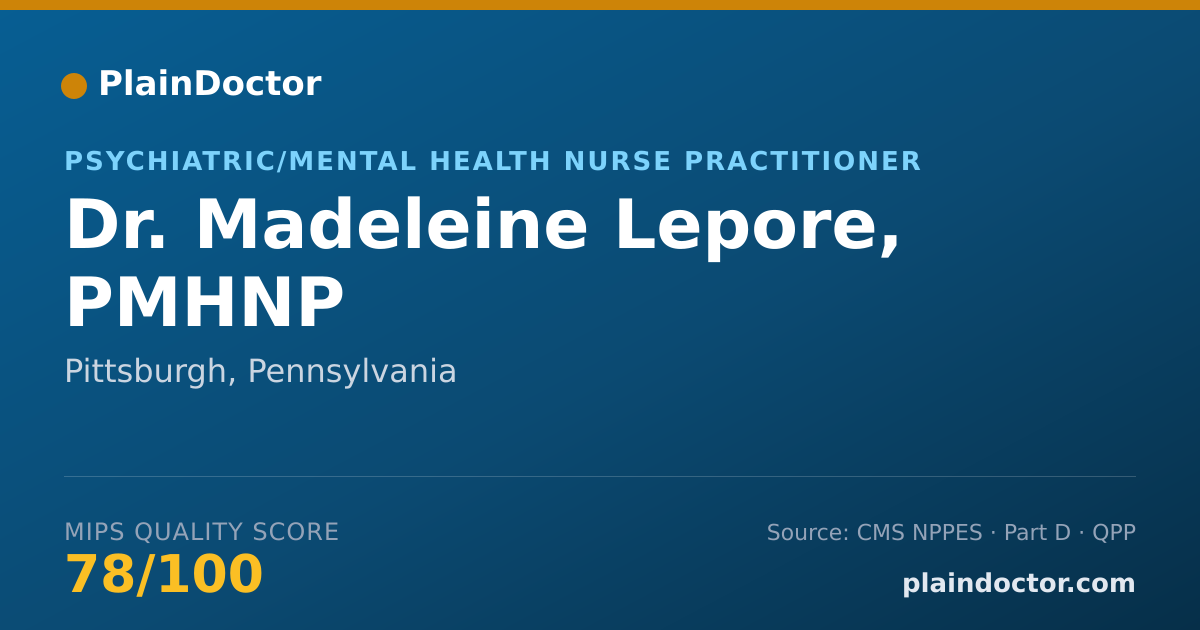 Shareable card for Madeleine Lepore, PMHNP - Psychiatric/Mental Health Nurse Practitioner, Pittsburgh, PA