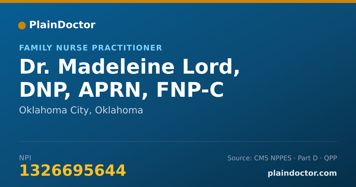 Shareable card for Madeleine Lord, DNP, APRN, FNP-C - Family Nurse Practitioner, Oklahoma City, OK