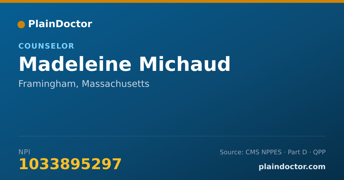 Shareable card for Madeleine Michaud - Counselor, Framingham, MA
