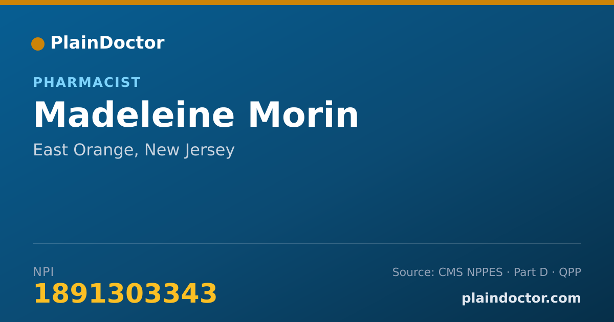 Shareable card for Madeleine Morin - Pharmacist, East Orange, NJ