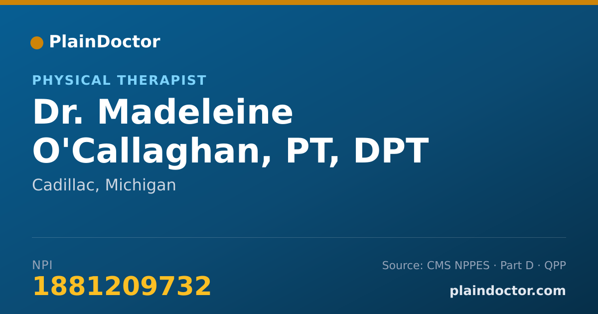 Shareable card for Madeleine O'Callaghan, PT, DPT - Physical Therapist, Cadillac, MI