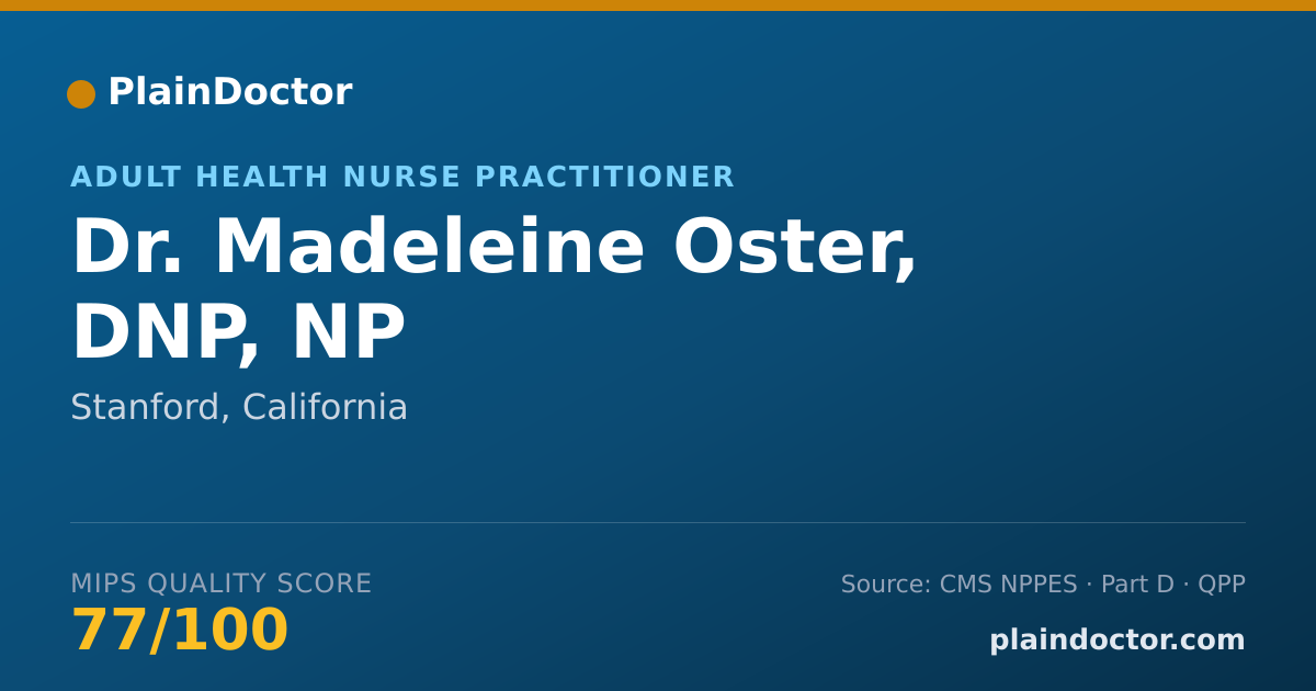 Shareable card for Madeleine Oster, DNP, NP - Adult Health Nurse Practitioner, Stanford, CA