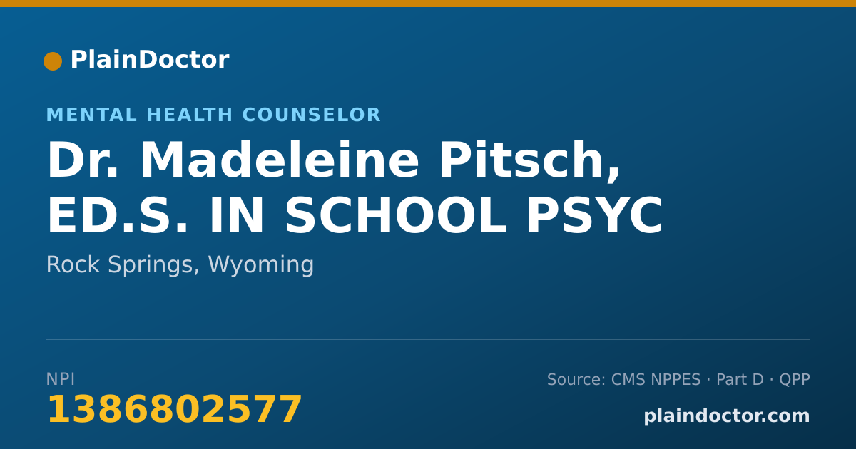 Shareable card for Madeleine Pitsch, ED.S. IN SCHOOL PSYC - Mental Health Counselor, Rock Springs, WY