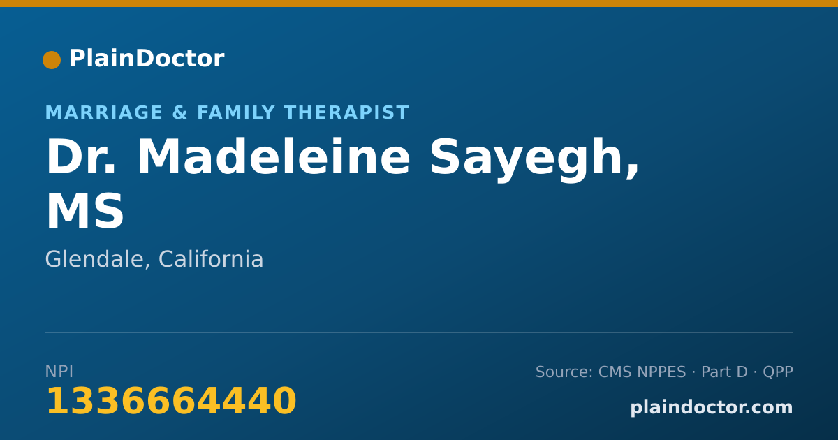 Shareable card for Madeleine Sayegh, MS - Marriage & Family Therapist, Glendale, CA