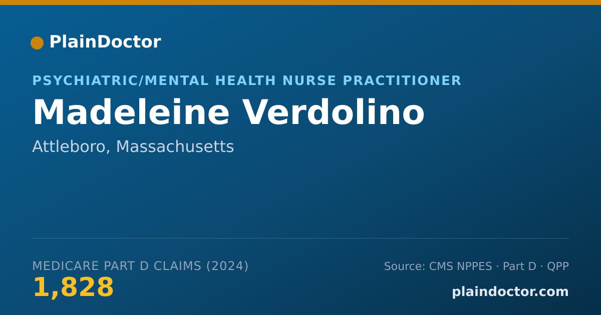 Shareable card for Madeleine Verdolino - Psychiatric/Mental Health Nurse Practitioner, Attleboro, MA